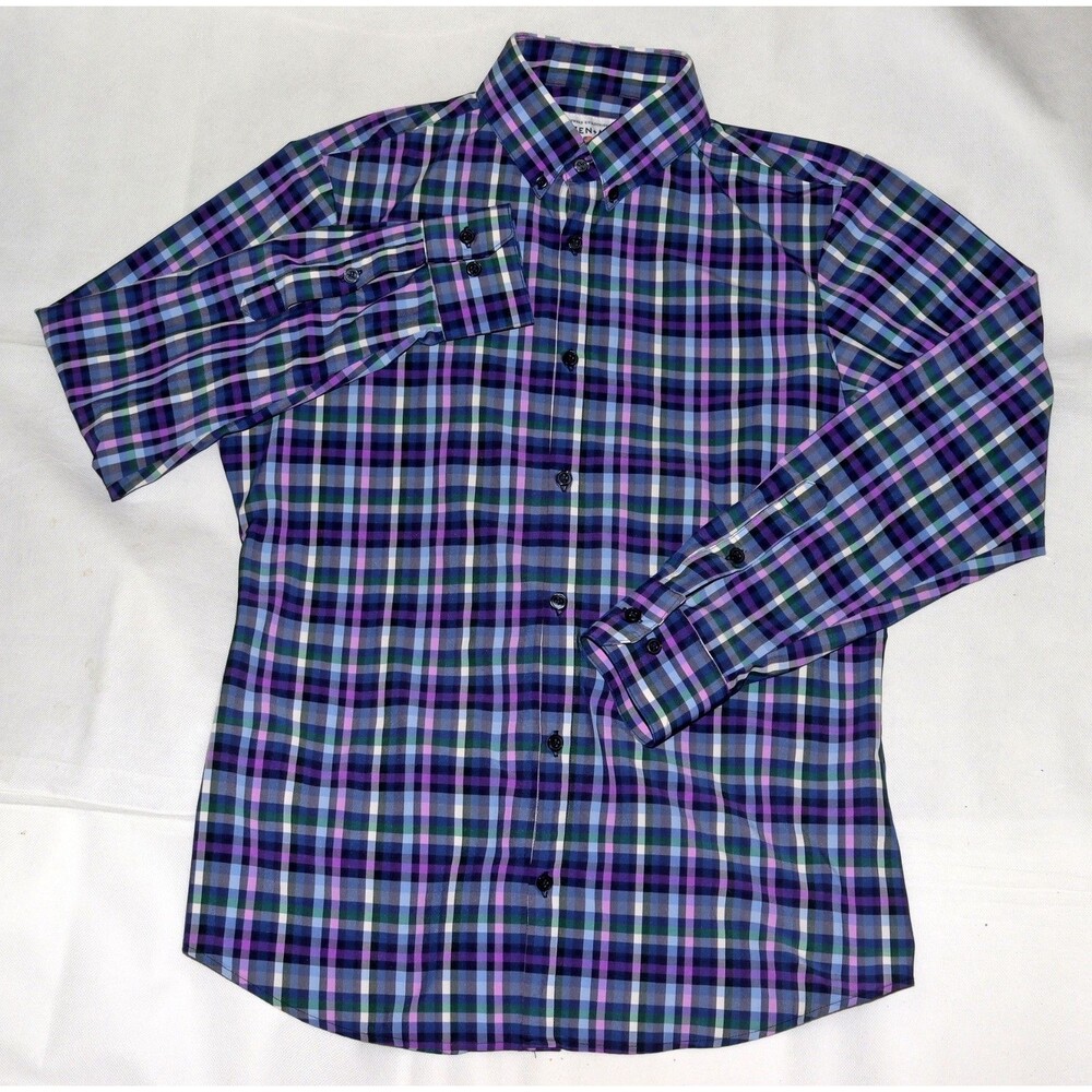 Mizzen +‎ Main Leeward Trim Fit Men's Long Sleeve Button Front Shirt Size Medium